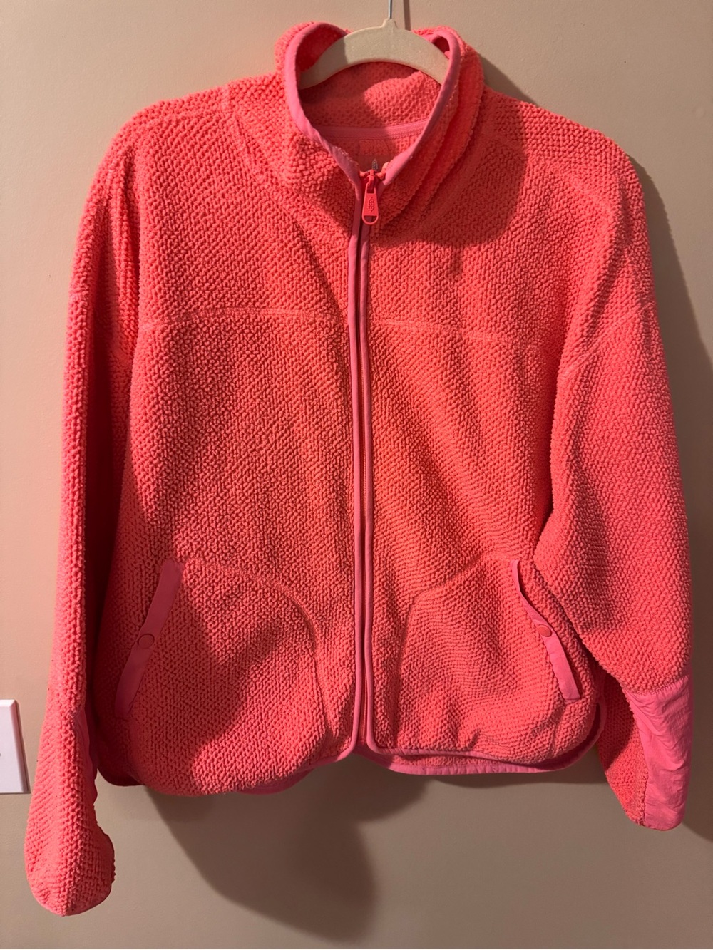 FP Movement by Free People Neon Coral Fleece Jacket - size medium